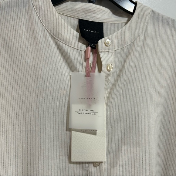 NWT Alex Marie Benson Linen Banded Button Long Slv Striped Dress Size 6 - Picture 7 of 13
